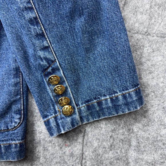 VTG Ralph Lauren Blazer Womens Large Blue Denim Gold Buttons Lauren Jeans Jacket - Picture 7 of 11